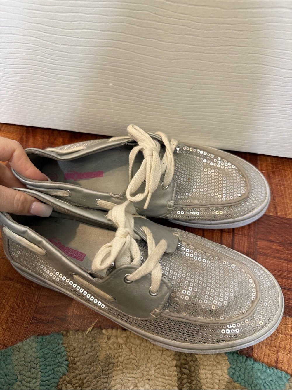 New Balance Silver Sequin Lace-Up Women's Sneakers